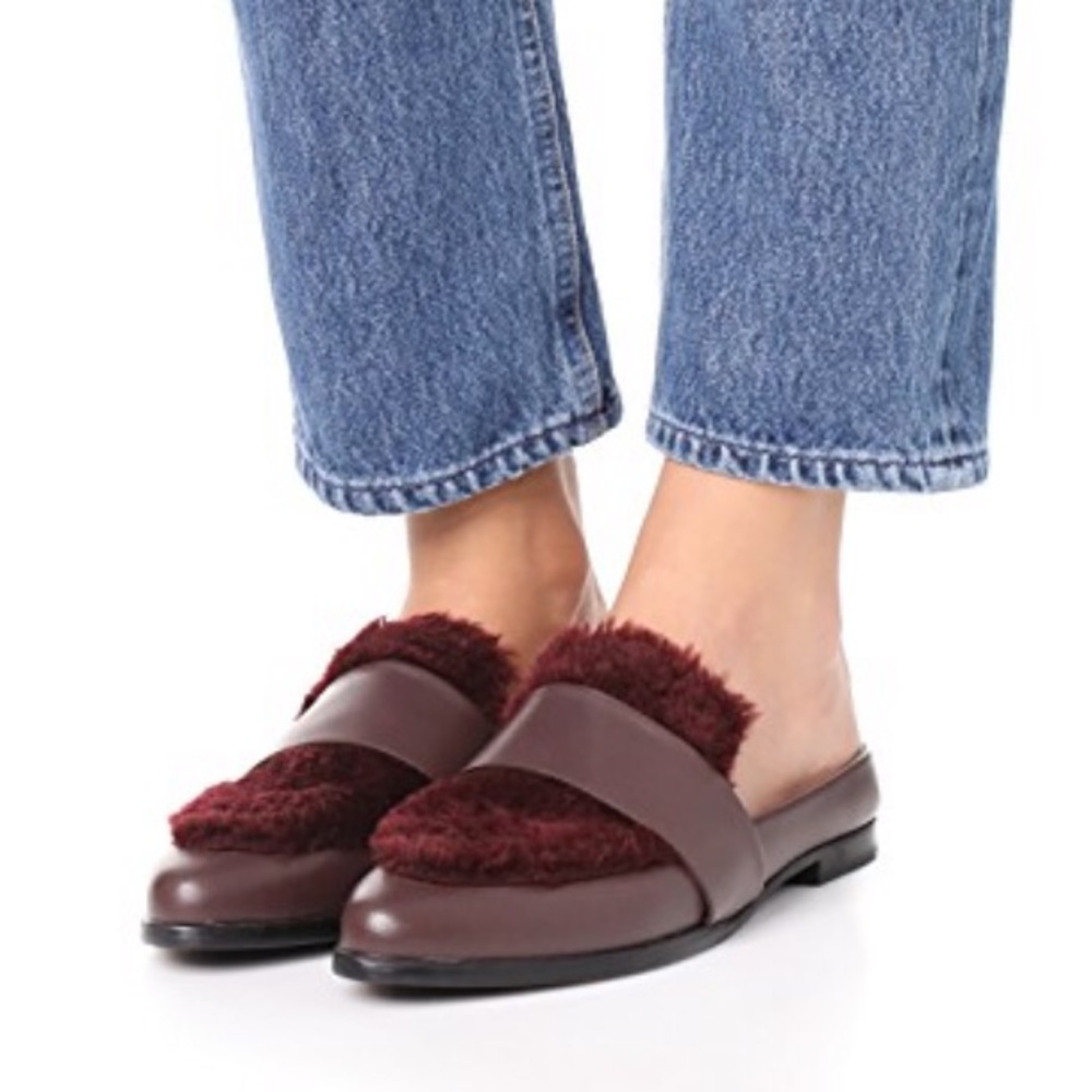 Sol Sana Burgundy Faux Fur Mules Size 8/38